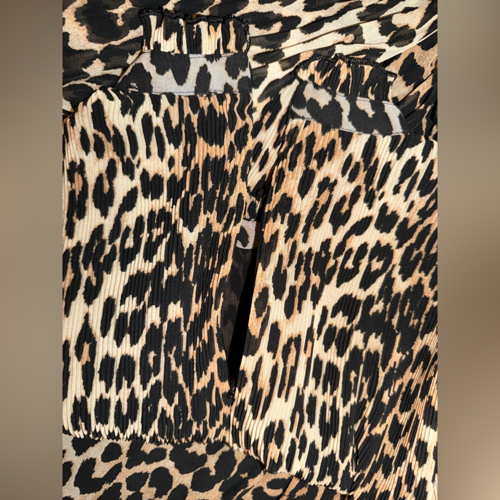 Ganni Leopard Pleated Georgette Dress - Picture 6 of 13
